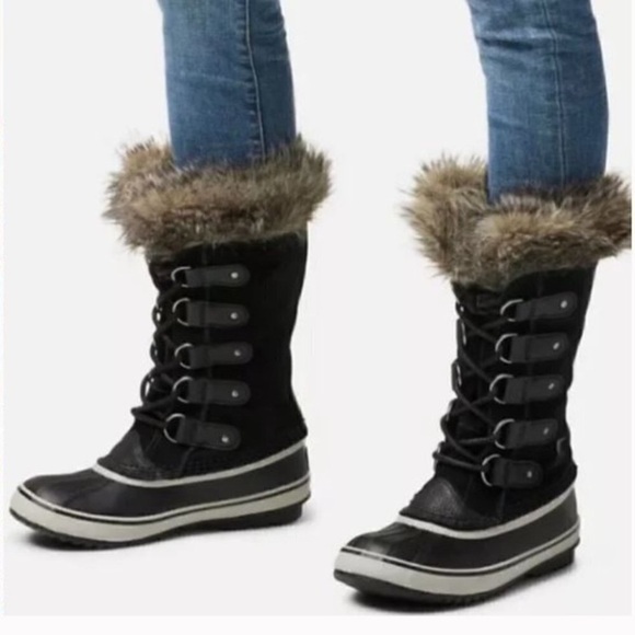 Sorel Black Suede Joan of Arctic faux fur Boot size 7 - Picture 1 of 9